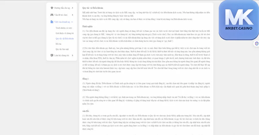 ĐIỀU KHOẢN ĐIỀU KIỆN MKBET